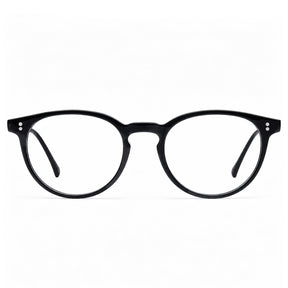CARFIA Vinyl FC01 Black Round Acetate Eyeglasses handmade eyewear front