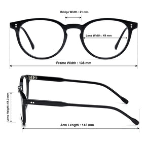CARFIA Vinyl FC01 Black Round Acetate Eyeglasses handmade eyewear sizes