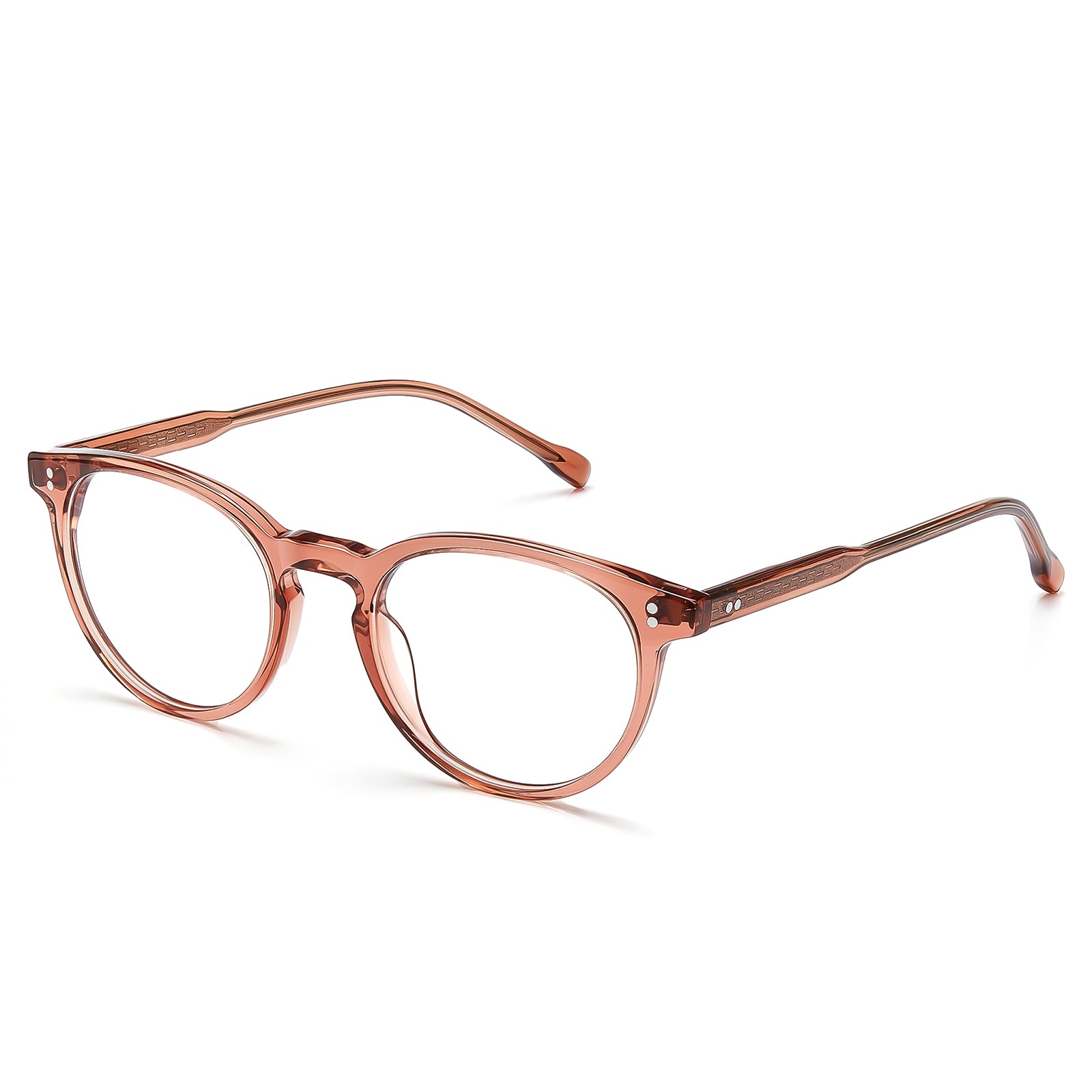 CARFIA Vinyl FC02 Crystal Brown Round Acetate Eyeglasses handmade eyewear angle