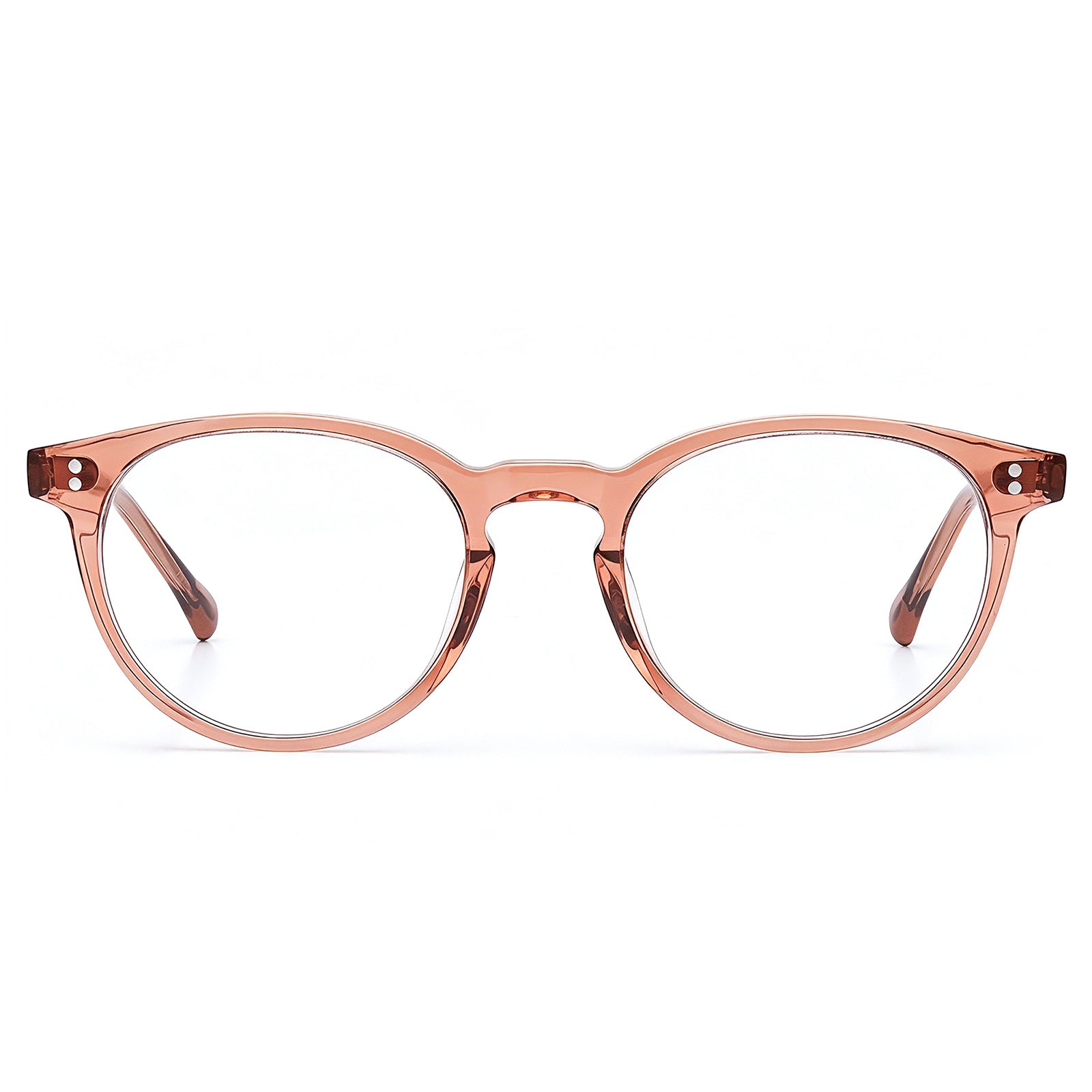 CARFIA Vinyl FC02 Crystal Brown Round Acetate Eyeglasses handmade eyewear front