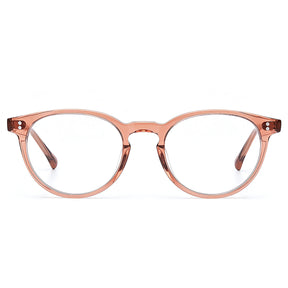 CARFIA Vinyl FC02 Crystal Brown Round Acetate Eyeglasses handmade eyewear front