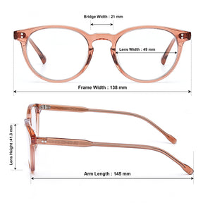 CARFIA Vinyl FC02 Crystal Brown Round Acetate Eyeglasses handmade eyewear sizes