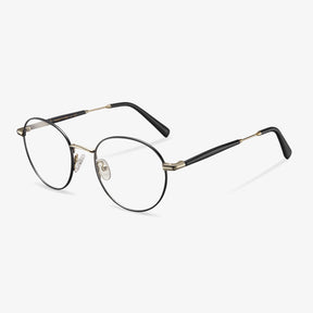 Carfia Benedict-T10101 Black Metal Round Eyeglasses for Women, angle View
