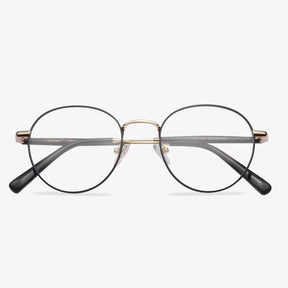 Carfia Benedict- T10101 Black Metal Round Eyeglasses for Women, fold View