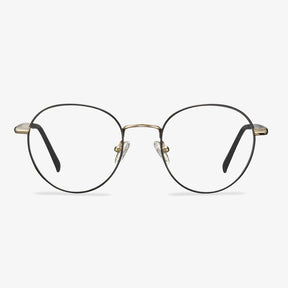 Carfia Benedict- T10101 Black Metal Round Eyeglasses for Women, front View