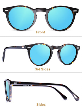 Carfia Concord CA5288-L05 Tortoise Acetate Round Polarized Prescription Sunglasses for Men, size View
