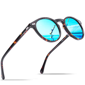 Carfia Concord CA5288-L05 Tortoise Acetate Round Polarized Prescription Sunglasses for Men,side View