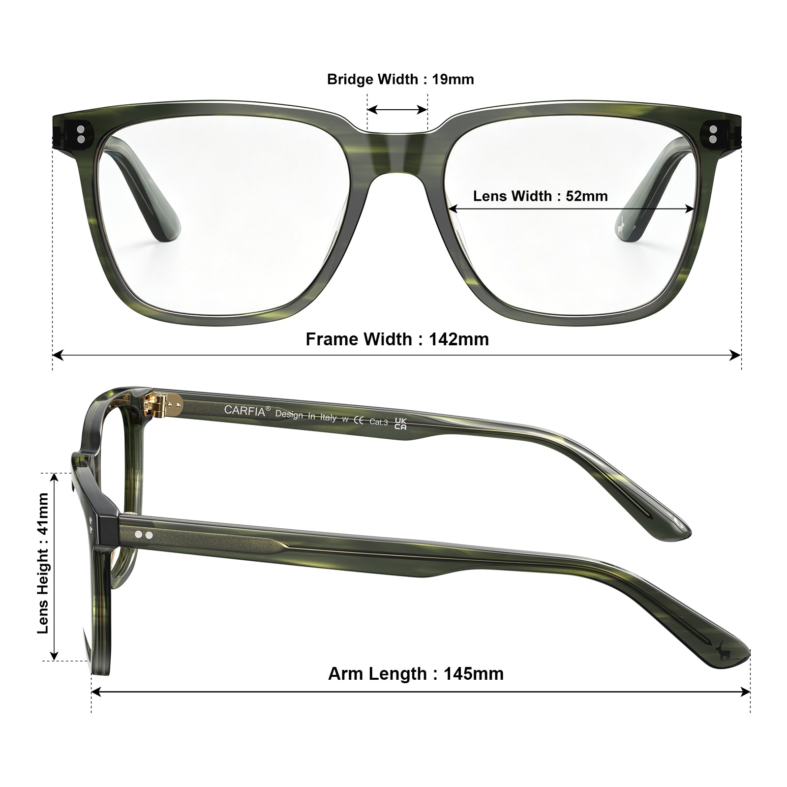 Carfia Kenosha-FL07 Green Acetate Eyeglasses, Angle View