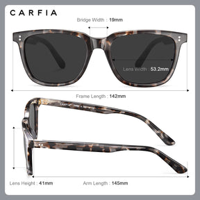 Carfia Kenosha L10 Grey Tortoise Frame Grey Lens Acetate Eyeglasses sizes