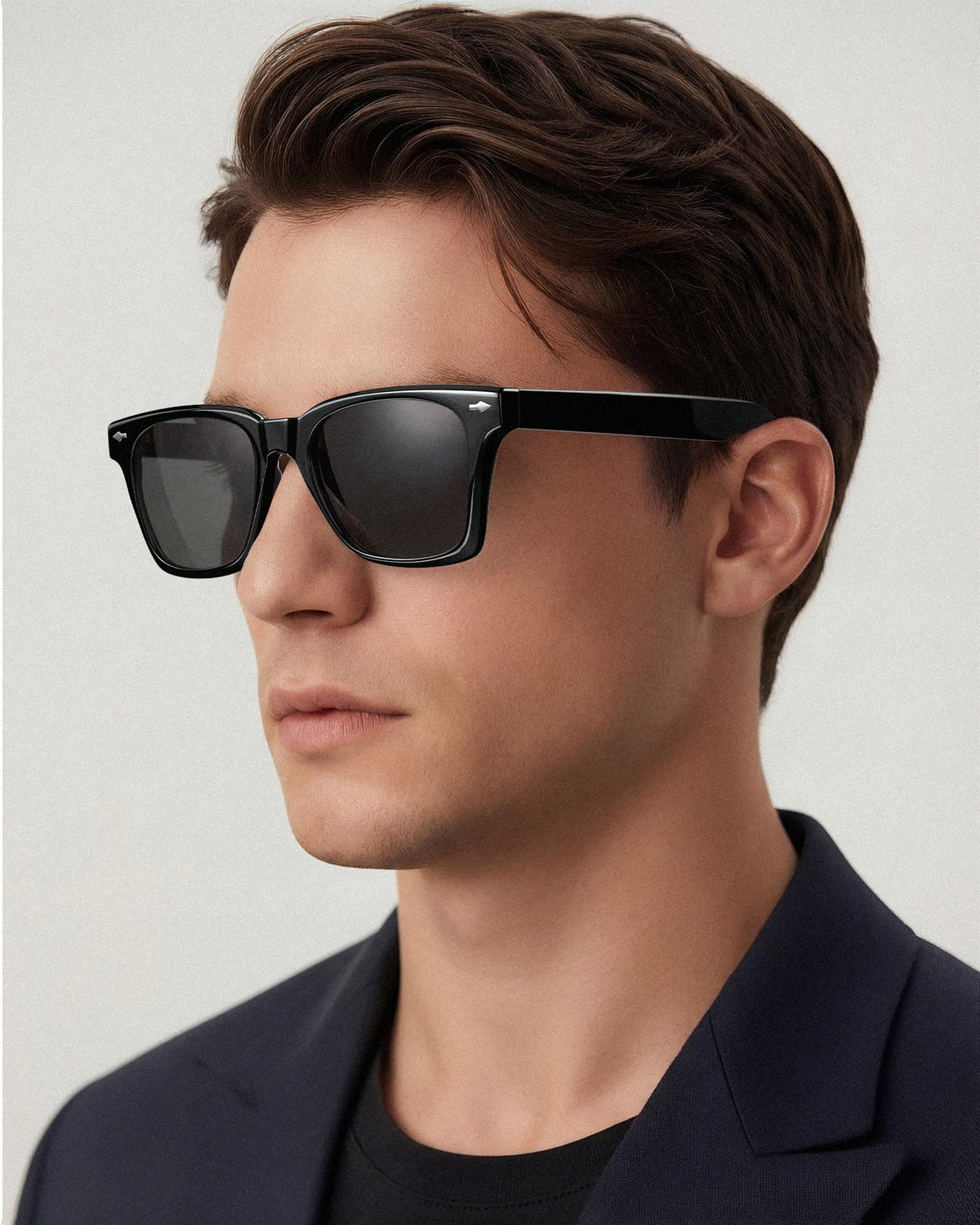 Carfia Peoria-C1 Black Heart Polarized Sunglasses for Men, Side View