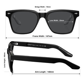Carfia Peoria-C1 Black Heart Polarized Sunglasses for Men, sizes view