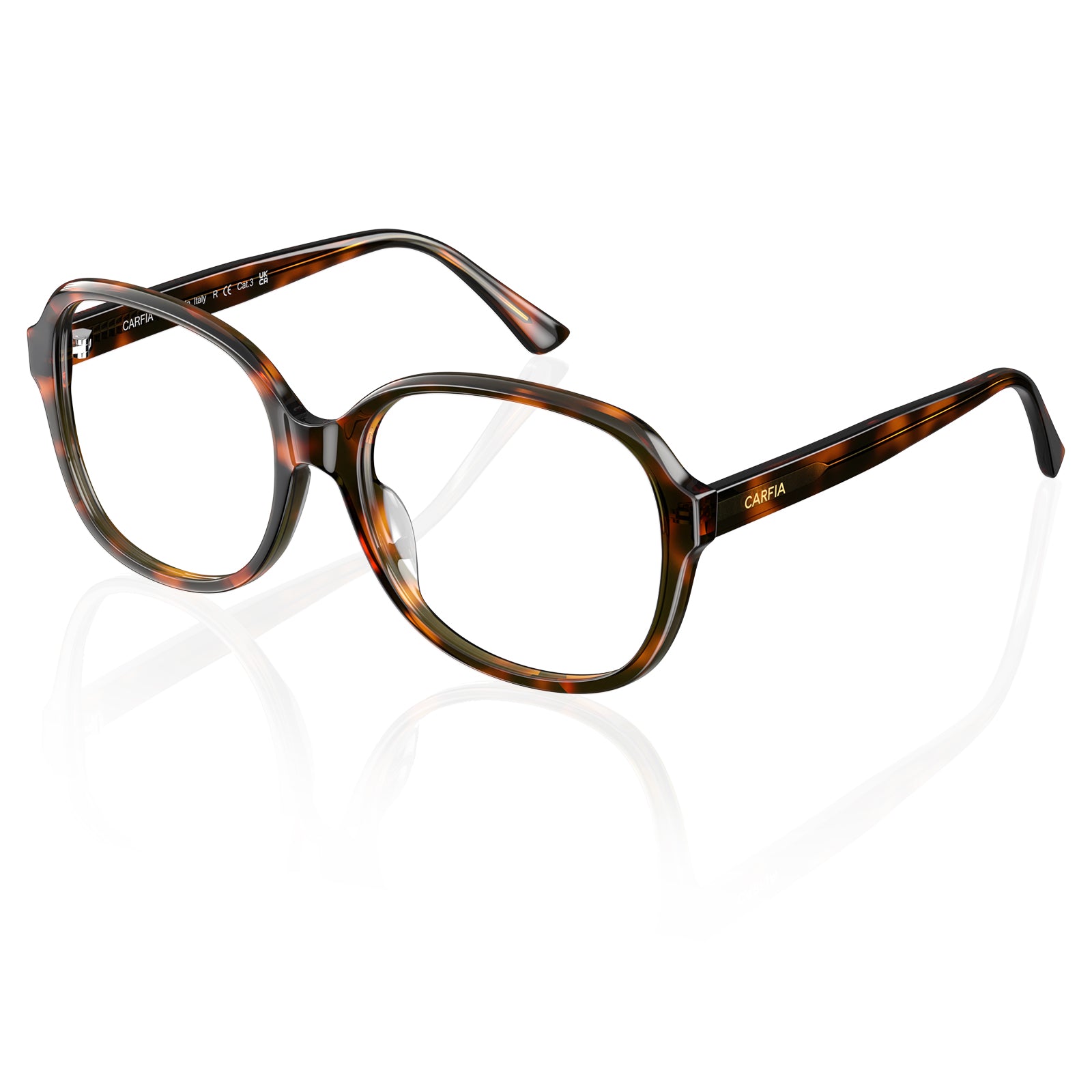 Carfia  Acetate eyeglasses women Optical Frames Oversized Square brown Tortoiseshell Eyeglasses angle