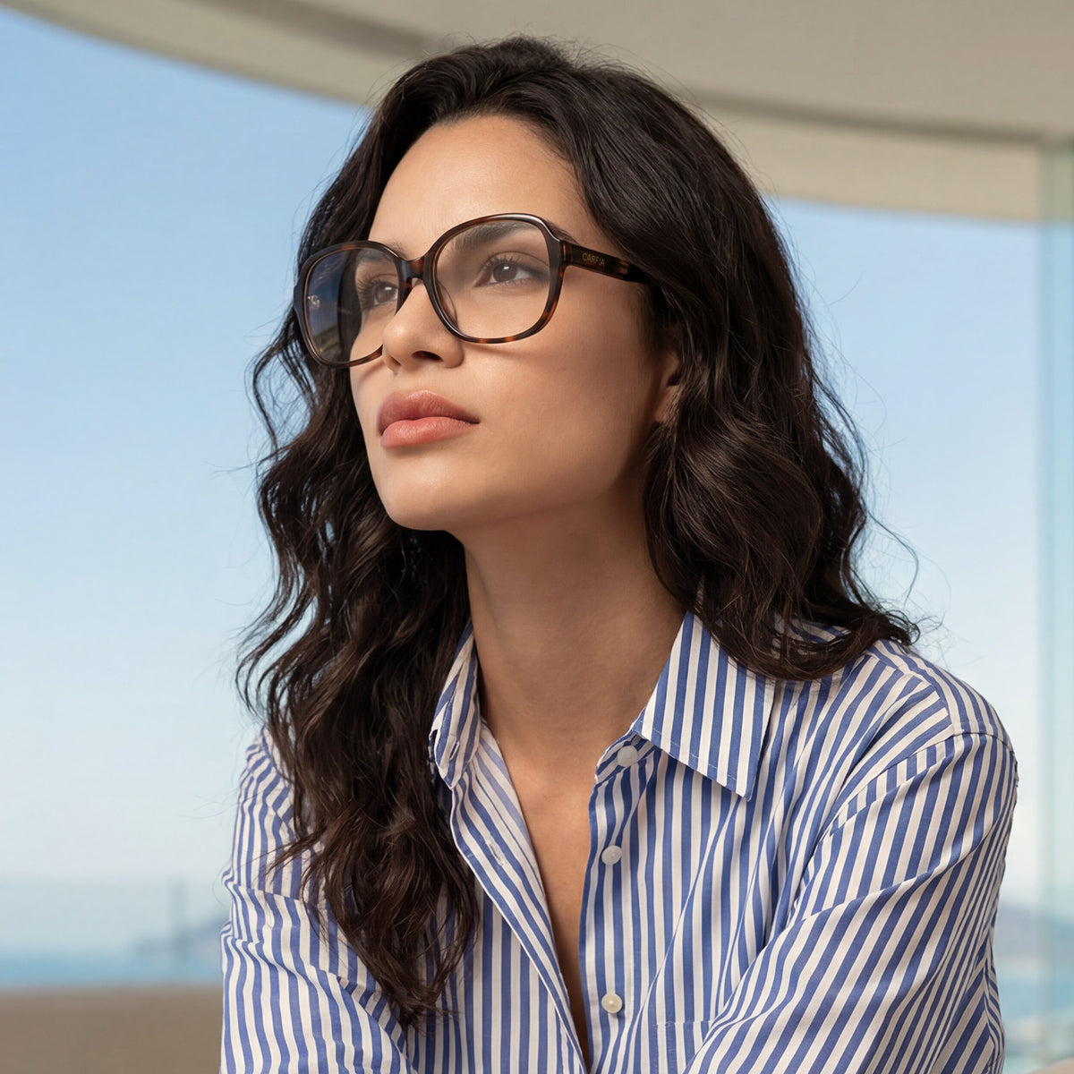 Carfia  Acetate eyeglasses women Optical Frames Oversized Square brown Tortoiseshell Eyeglasses women model