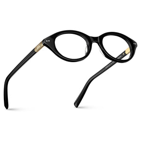 Carfia Black Oval Acetate Eyeglasses Italian Design Women's Frames-fly