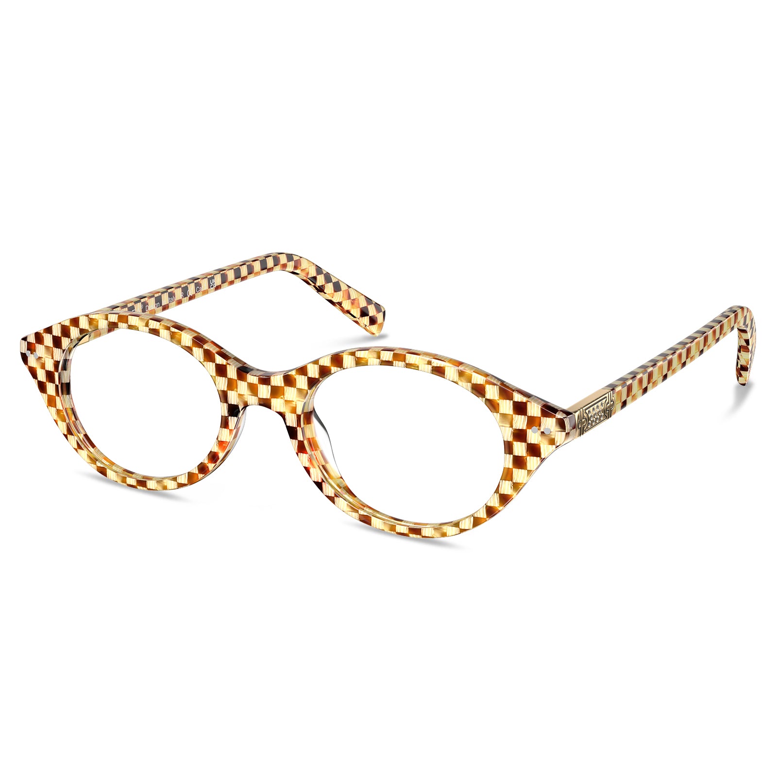 Carfia Checkered Oval Acetate Eyeglasses  Italian Design Bold Fashion Frames angle