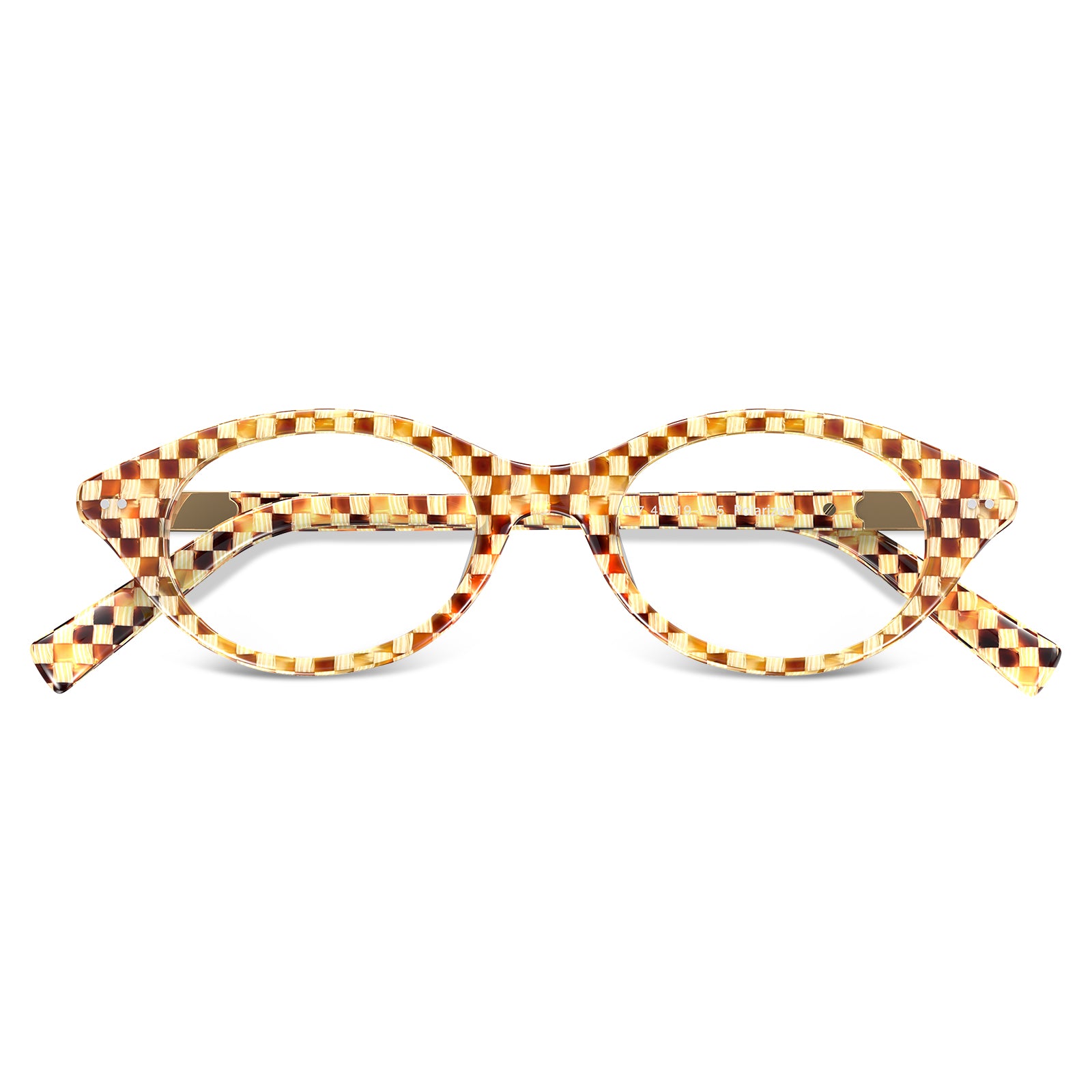 Carfia Checkered Oval Acetate Eyeglasses  Italian Design Bold Fashion Frames flod
