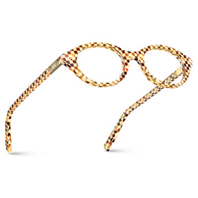 Carfia Checkered Oval Acetate Eyeglasses  Italian Design Bold Fashion Frames fly