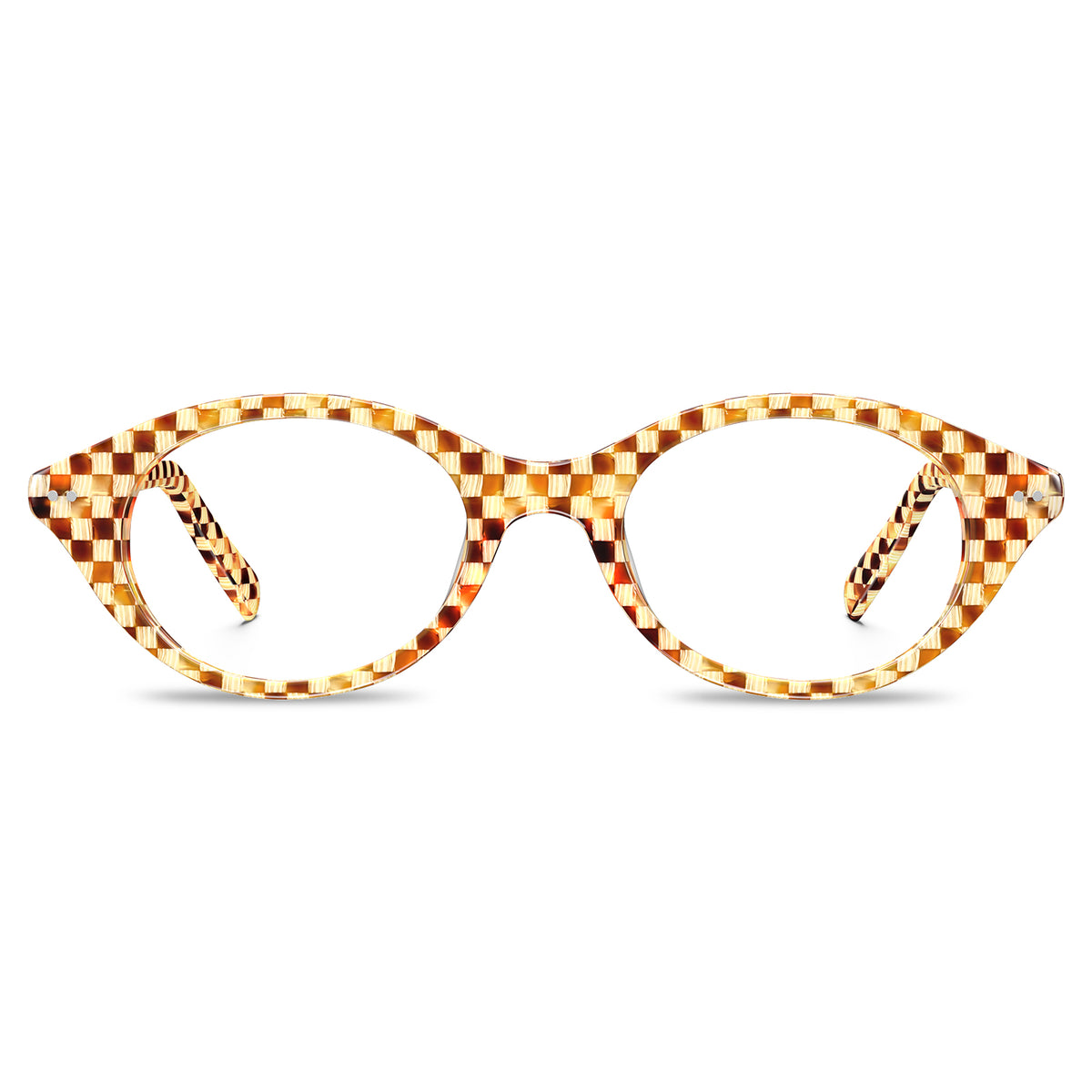 Carfia Checkered Oval Acetate Eyeglasses  Italian Design Bold Fashion Frames front
