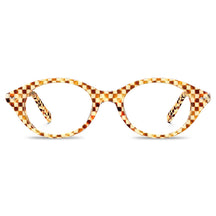 Carfia Checkered Oval Acetate Eyeglasses  Italian Design Bold Fashion Frames front