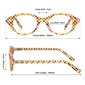 Carfia Checkered Oval Acetate Eyeglasses  Italian Design Bold Fashion Frames sizes