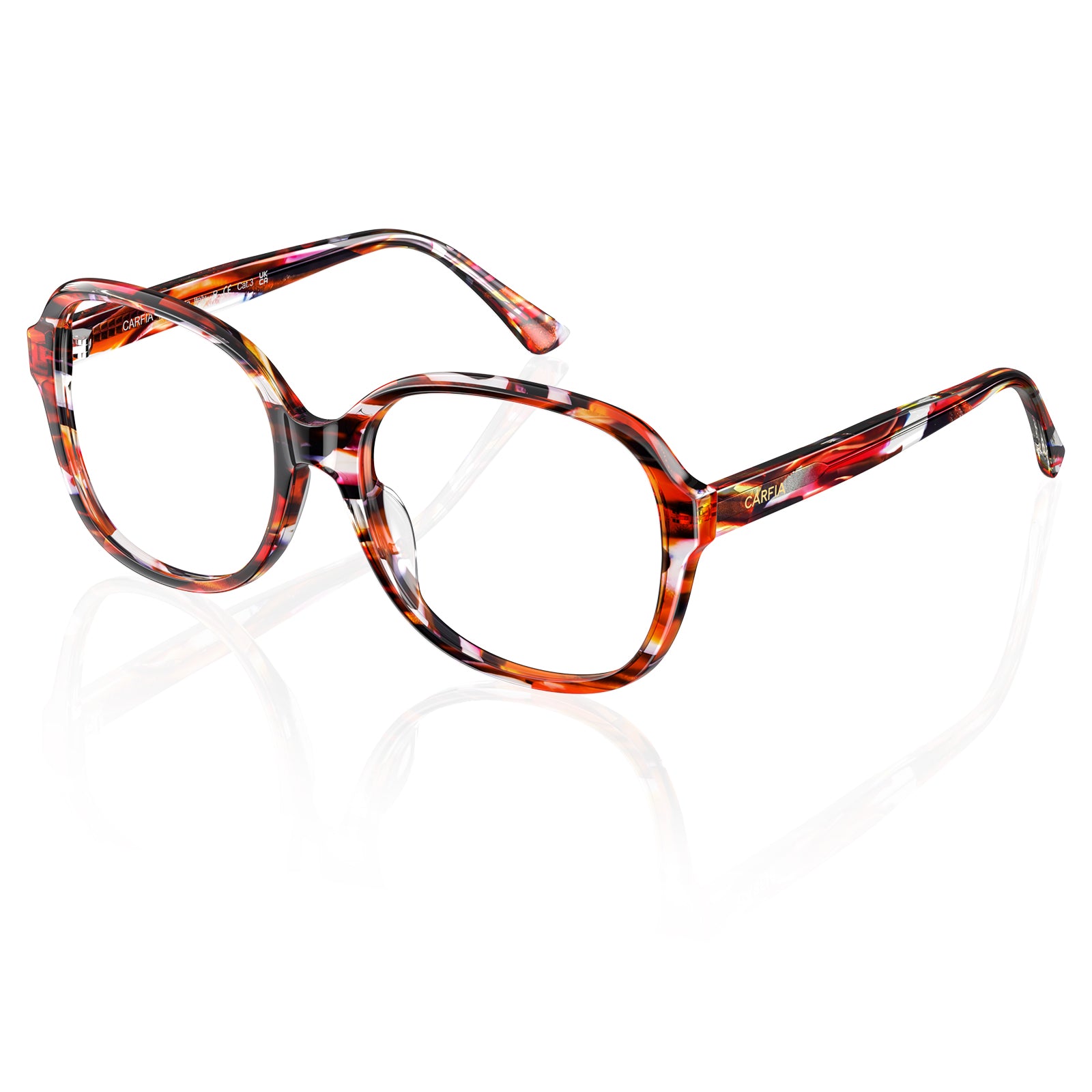 Carfia Italian Acetate Optical Frames Oversized Square Red Tortoiseshell Eyeglasses for Women angle