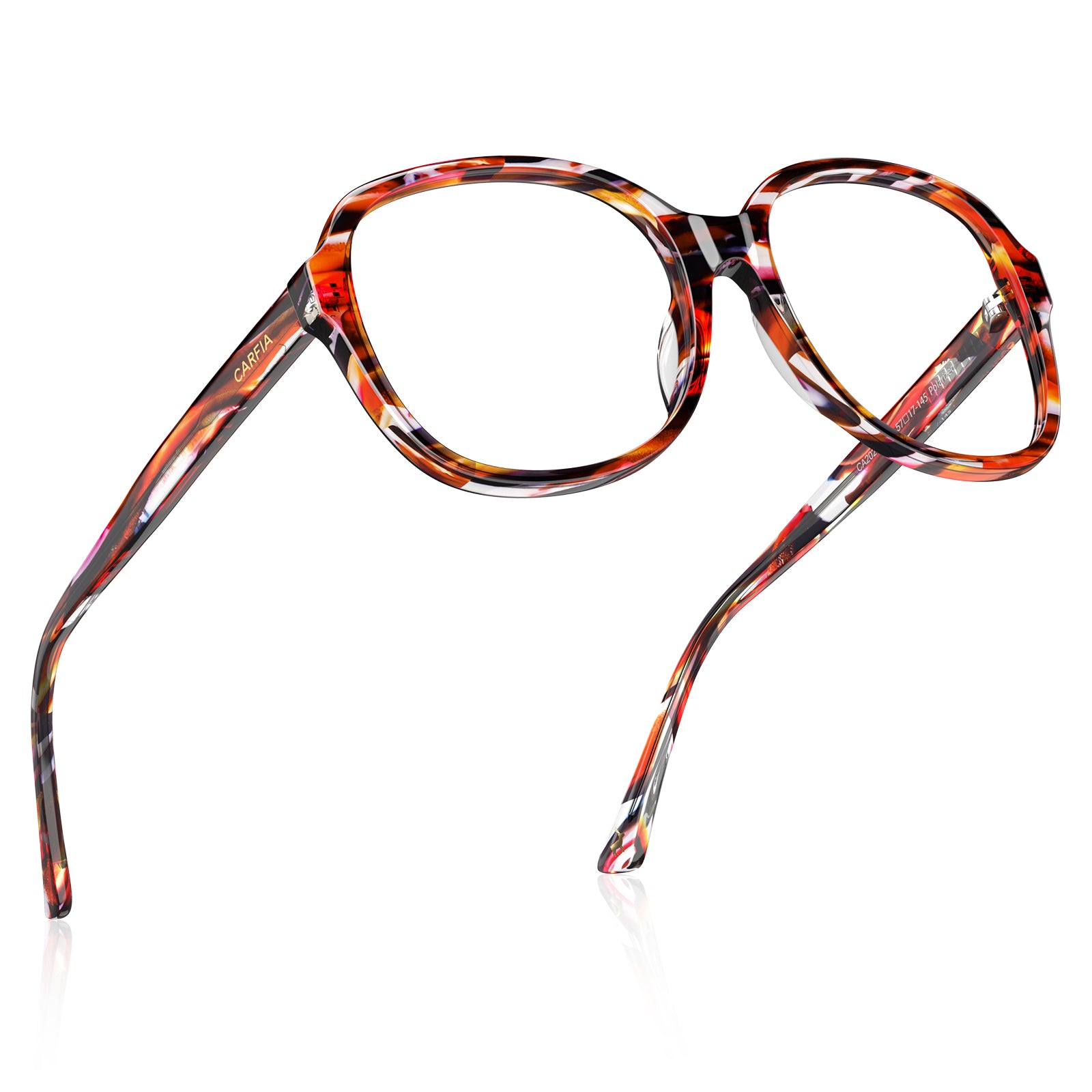 Carfia Italian Acetate Optical Frames Oversized Square Red Tortoiseshell Eyeglasses for Women fly