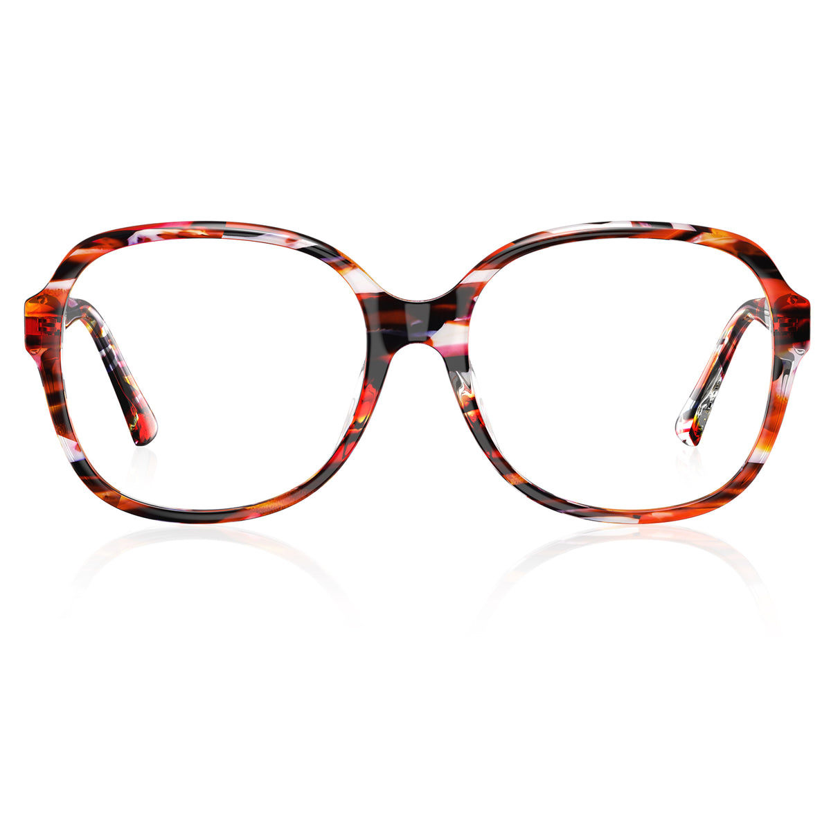 Carfia Italian Acetate Optical Frames Oversized Square Red Tortoiseshell Eyeglasses for Women front