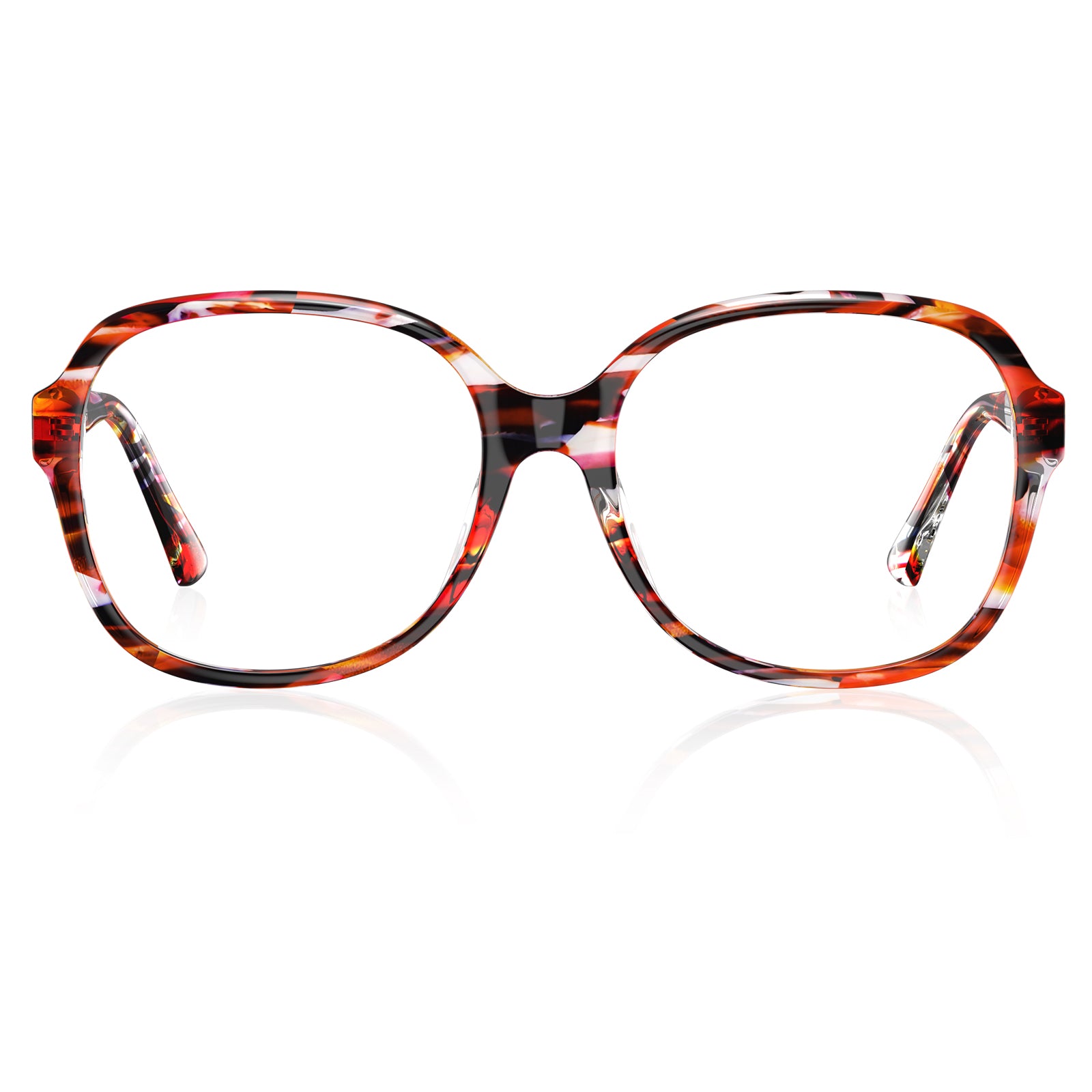 Carfia Italian Acetate Optical Frames Oversized Square Red Tortoiseshell Eyeglasses for Women front