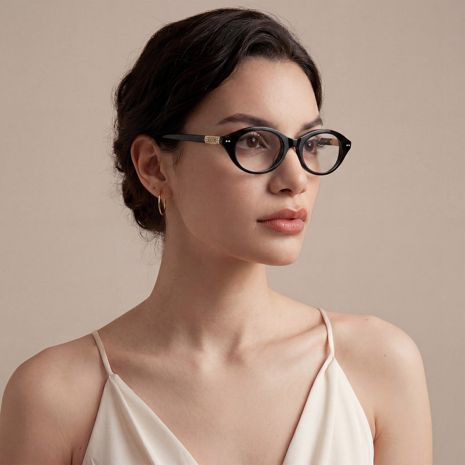 Carfia Italian Design Black Oval Acetate Eyeglasses lifestyle