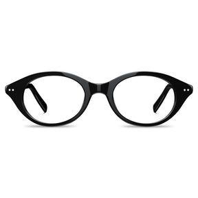 Carfia Italian Design Black Oval Acetate Eyeglasses-front