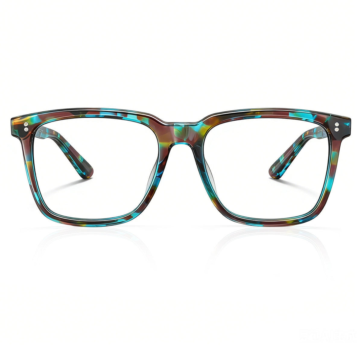 Carfia Kenosha Square Eyeglasses Bold Tortoise Pattern Timeless Style frame front