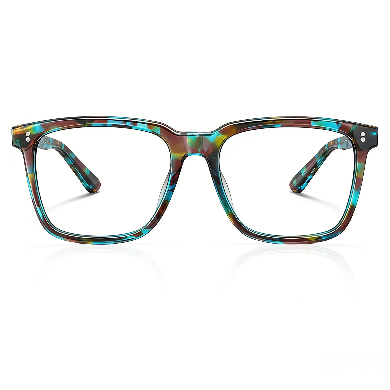 Carfia Kenosha Square Eyeglasses Bold Tortoise Pattern Timeless Style frame front