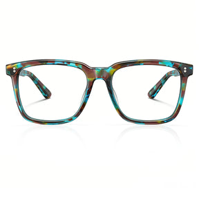Carfia Kenosha Square Eyeglasses Bold Tortoise Pattern Timeless Style frame front
