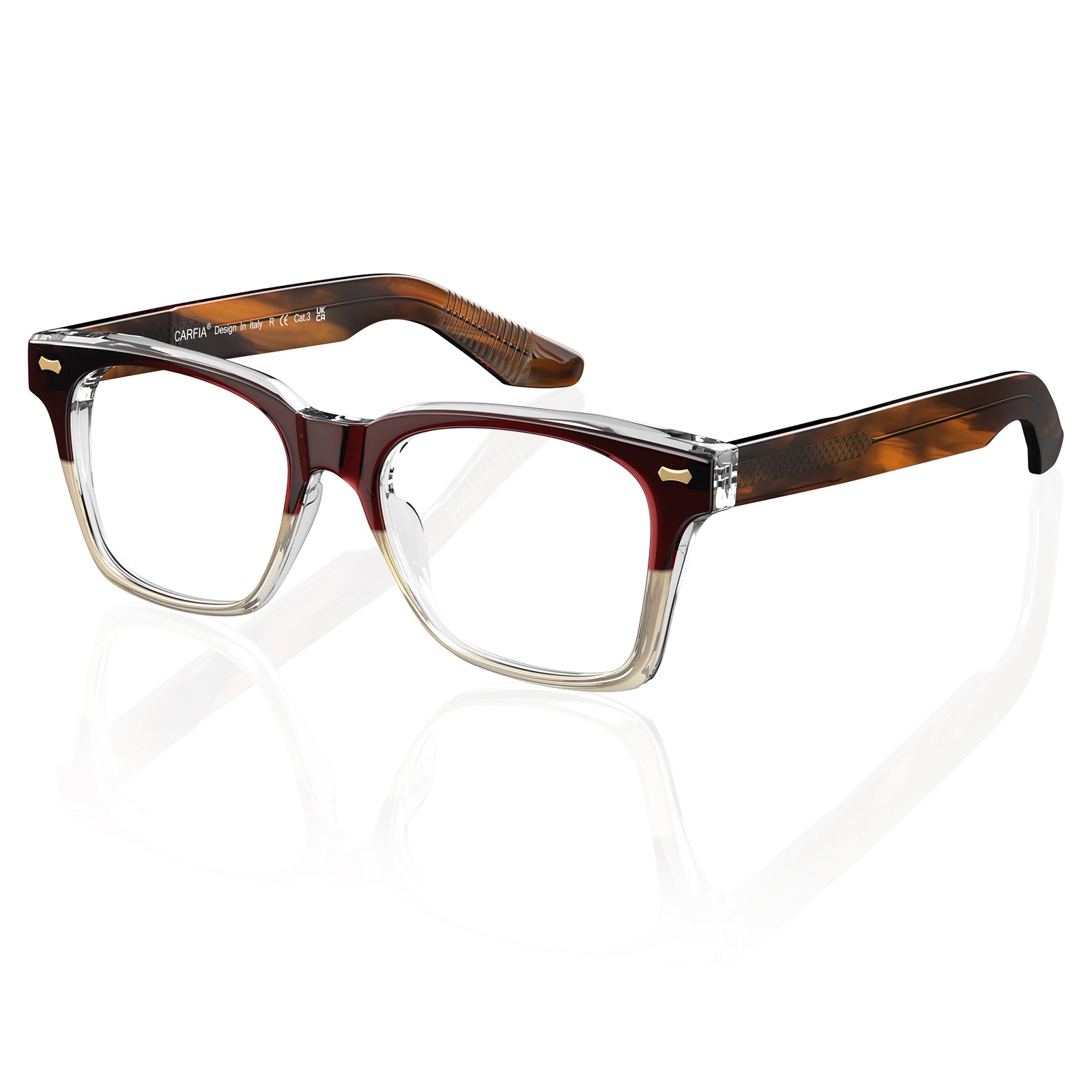 Carfia Men's Large Eyeglasses Italian Design Acetate Frame Blue Light Blocking men angle