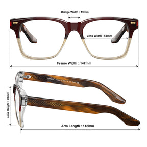 Carfia Men's Large Eyeglasses Italian Design Acetate Frame Blue Light Blocking men sizes