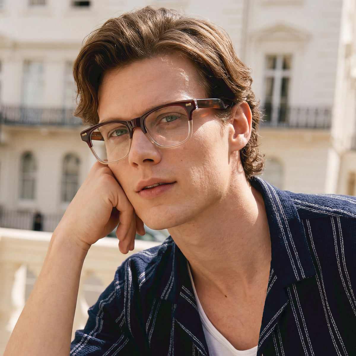 Carfia Men's Large Eyeglasses Italian Design Acetate Frame Blue Light Blocking men model