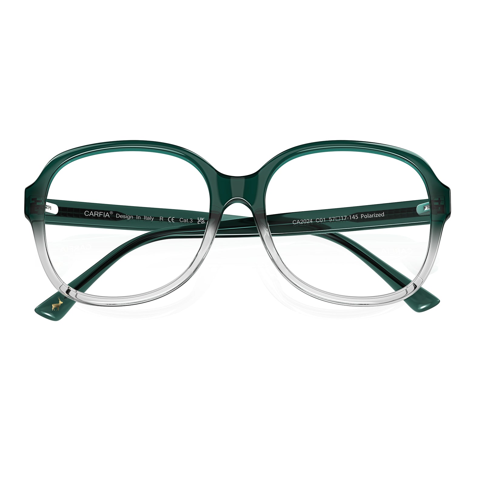 Carfia Oversized Green Eyeglasses Women | Italian Acetate Square Frames flod