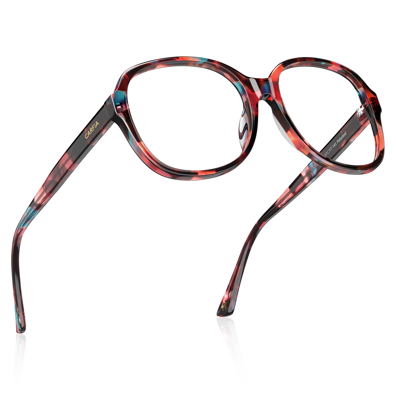 Carfia Oversized Square Acetate Eyeglasses for Women Floral Tortoise eyewear fly