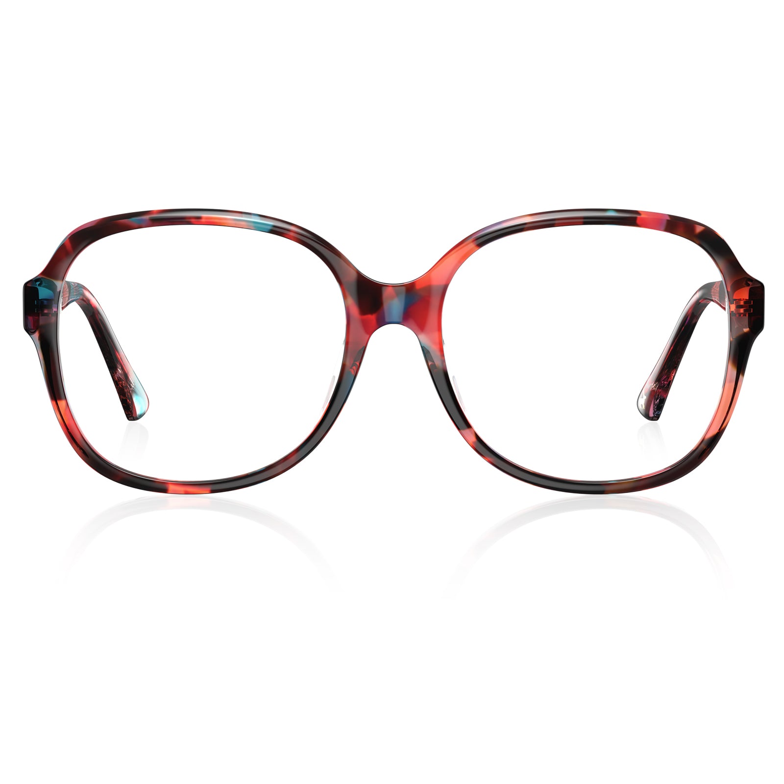 Carfia Oversized Square Acetate Eyeglasses for Women Floral Tortoise eyewear front