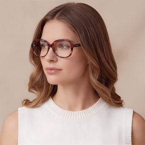 Carfia Oversized Square Acetate Eyeglasses for Women Floral Tortoise eyewear lifestyle