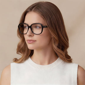 Carfia Oversized Square Black Acetate Eyeglasses for Women Italian designer Optical Frames women lifestyle