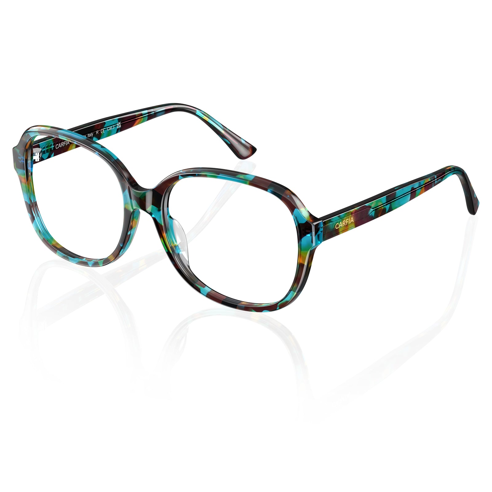 Carfia Oversized Square Tortoiseshell Eyeglasses for Women  Italian designer Acetate Optical Frames angle