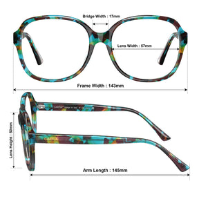 Carfia Oversized Square Tortoiseshell Eyeglasses for Women  Italian designer Acetate Optical Frames size