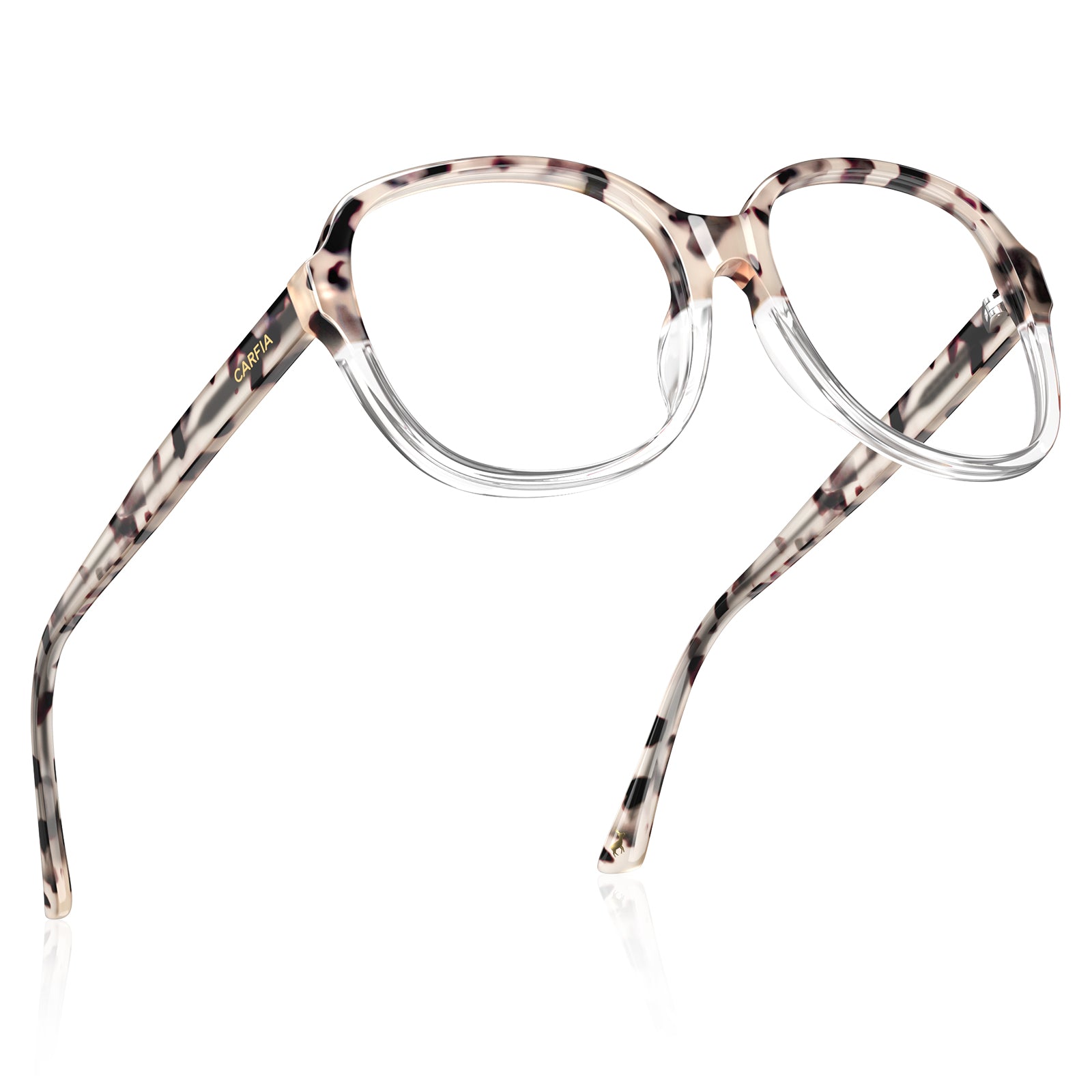 Carfia Oversized Tortoise Women Eyeglasses Italian Acetate Square Frames angle