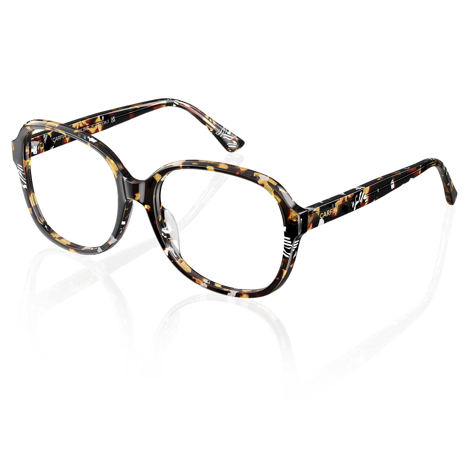 Carfia Oversized Tortoise Yellow Acetate Eyeglasses Women Italian handmade Square Frames angle