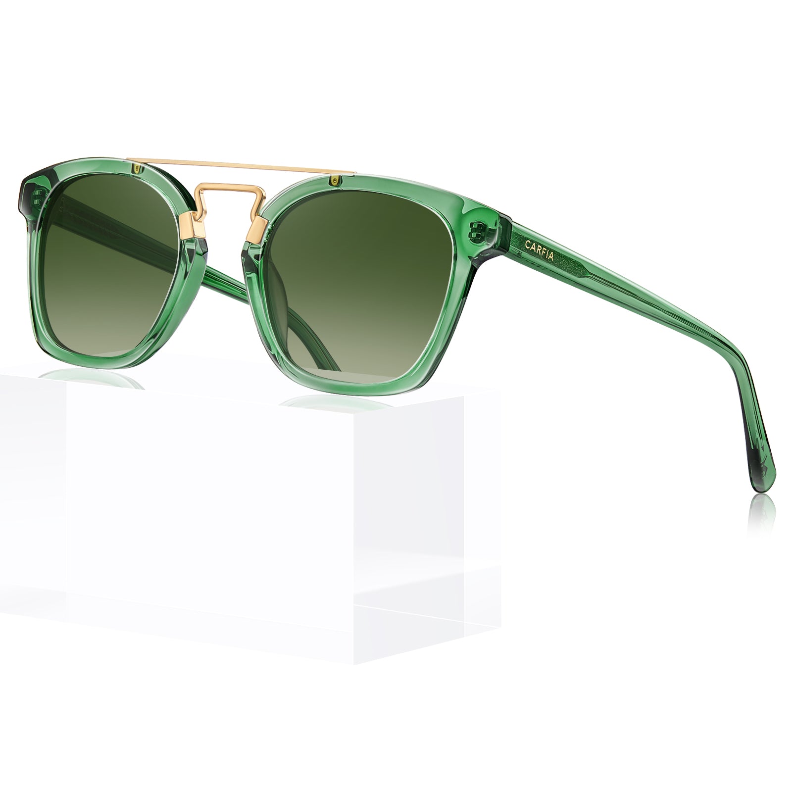 Carfia Retro Square Sunglasses Women Men UV400 Double Bridge Acetate Shades details