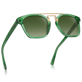 Carfia Retro Square Sunglasses Women Men UV400 Double Bridge Acetate Shades  fly