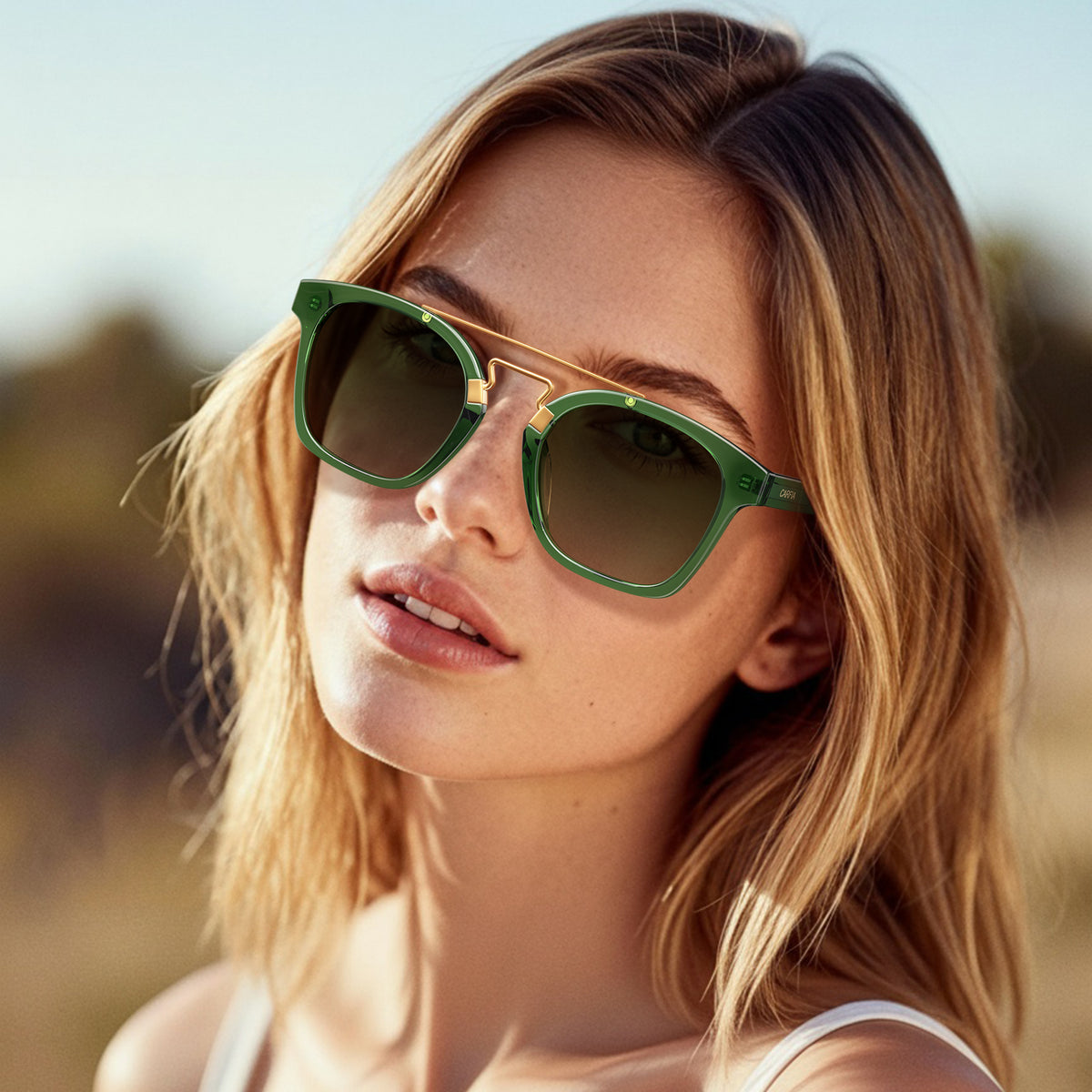 Carfia Retro Square Sunglasses Women Men UV400 Double Bridge Acetate Shades women lifestyle