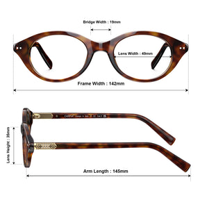 Carfia Tortoise Oval Acetate Eyeglasses  Italian Design Premium eyewear Frames size