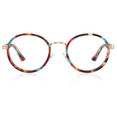 Carfia Women's Round Prescription Eyeglasses Colorful Tortoiseshell Acetate Frames front